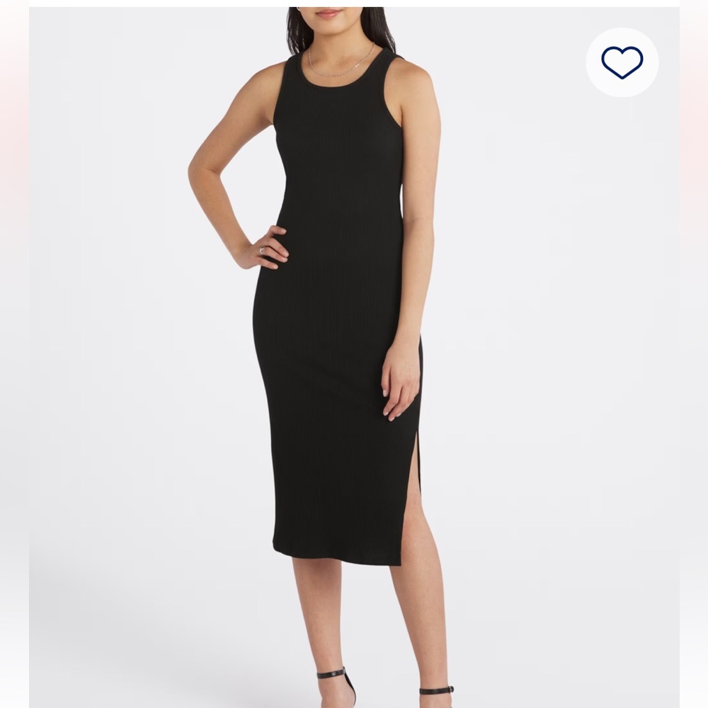 SUGARLIPS Kofo Fitted Ribbed Dress Black Sleeveless